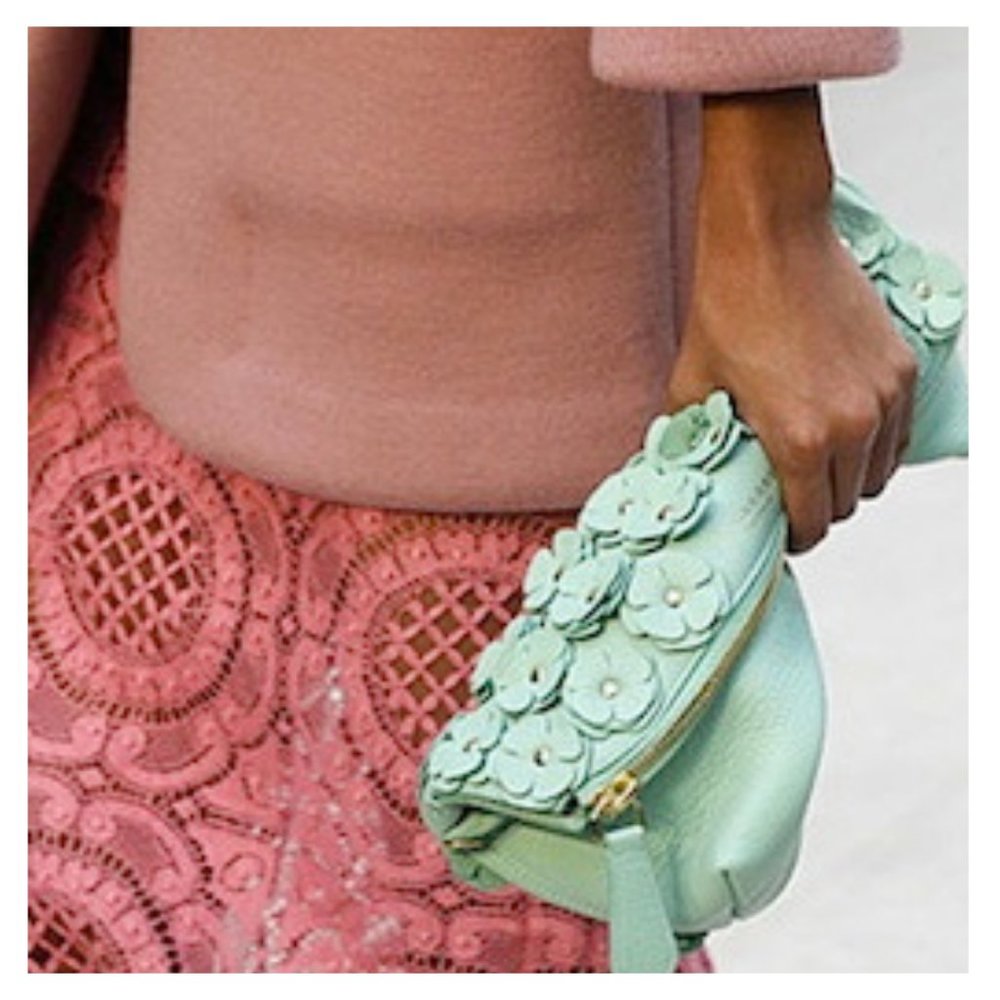 Aldo Floral Appliqué Clutch The Petal Mint Green Handbag - Picture 8 of 8